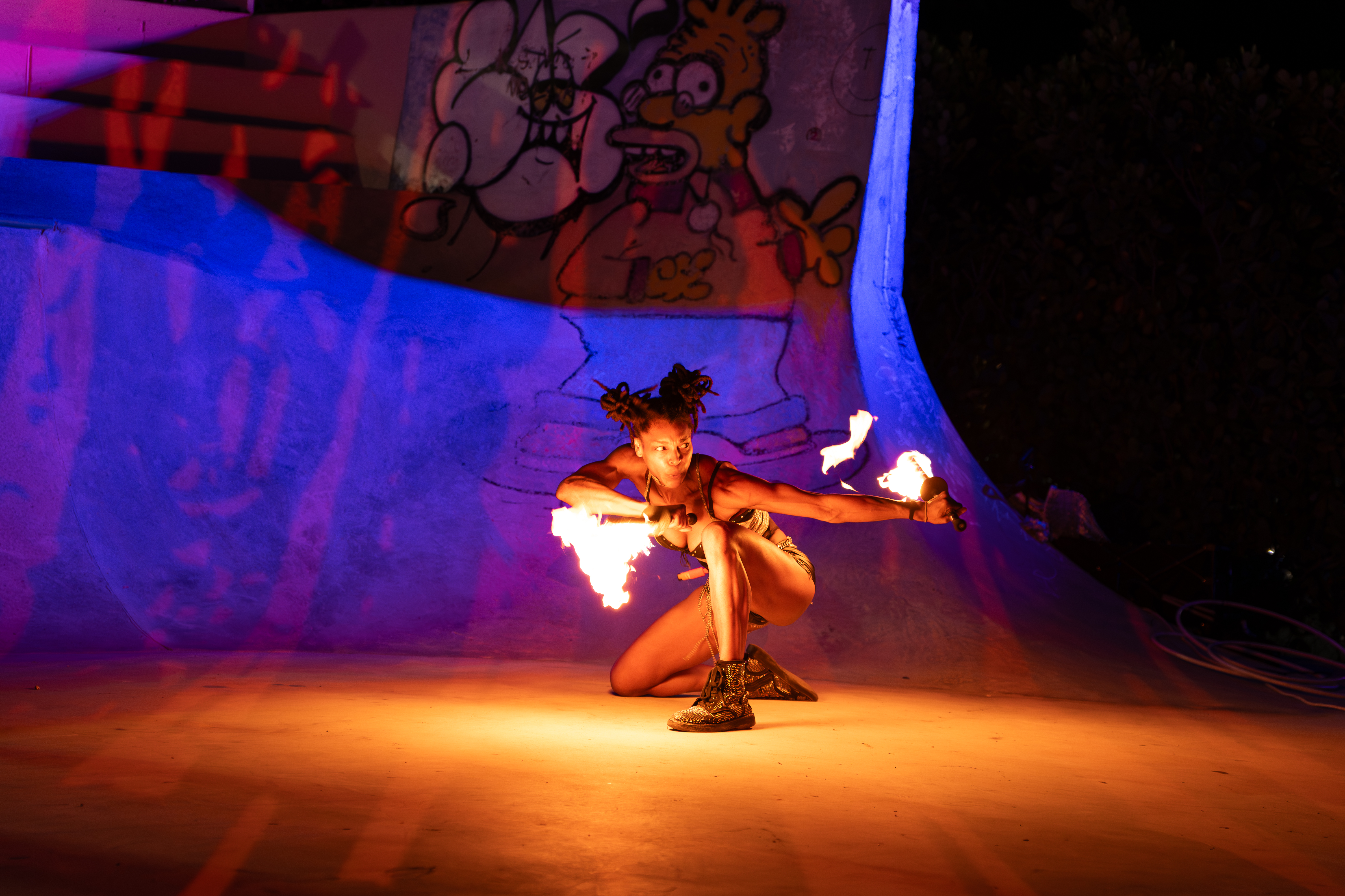 Double swords fire performance
